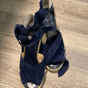 Vince Camuto Women's Navy Espadrille Sandals Ankle Ties women’s size 6M